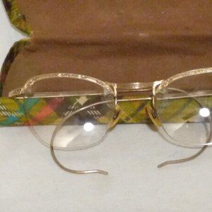 Vintage COC  1/10 12K Gold Filled Rimless Glasses & paid cloth and steel case.